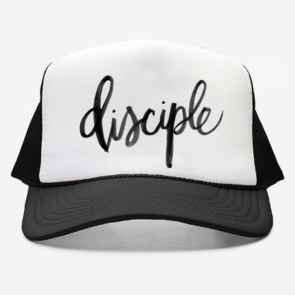 Disciple Black & White Trucker Hat – Living the Call of Christ