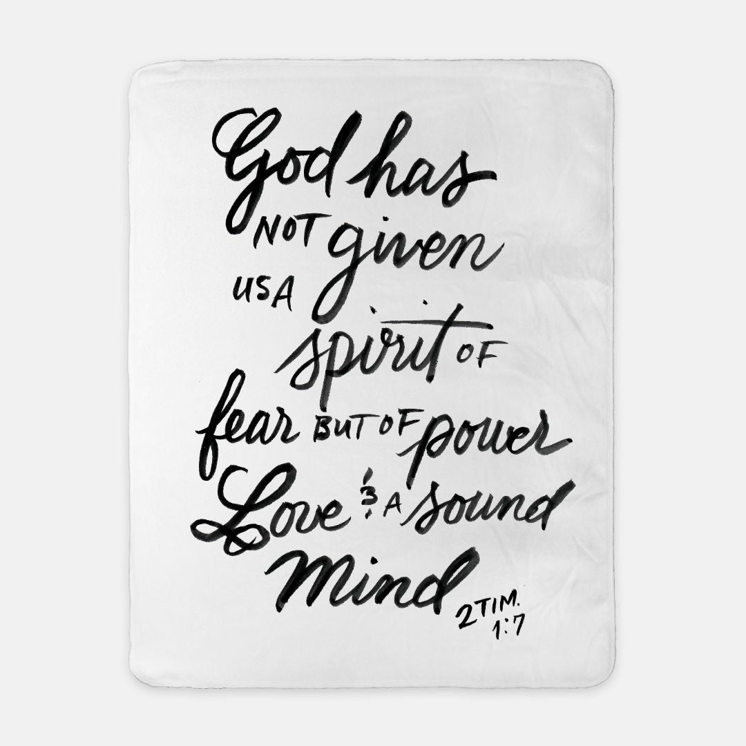 Faith & Comfort Sherpa Fleece Farmhouse Blanket – 2 Timothy 1:7