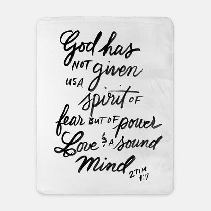 Faith & Comfort Sherpa Fleece Farmhouse Blanket – 2 Timothy 1:7